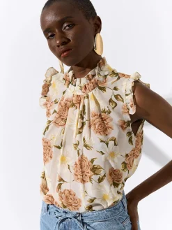 GATE Bluza z nadrukiem kwiatowym| Koszulki I Topy·Topy|Koszulki I Topy·Bluzki