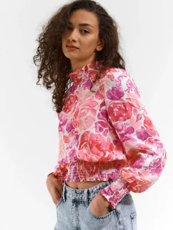 GATE Bluza z nadrukiem kwiatowym| Koszulki I Topy·Topy|Koszulki I Topy·Bluzki