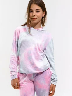 GATE Bluza z nadrukiem tie-dye i kapturem|Dzieci Dziewczynki·Bluzki