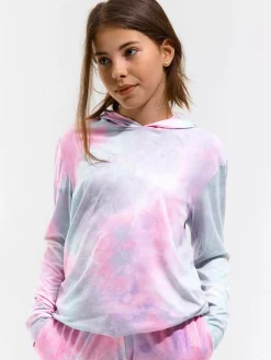GATE Bluza z nadrukiem tie-dye i kapturem|Dzieci Dziewczynki·Bluzki