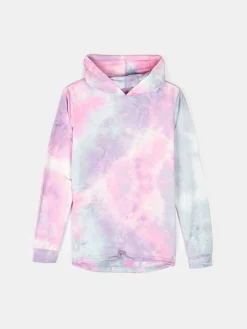 GATE Bluza z nadrukiem tie-dye i kapturem|Dzieci Dziewczynki·Bluzki