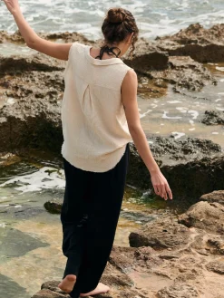 GATE Bluzka bawełniana bez rękawów| Koszulki I Topy·Bluzki