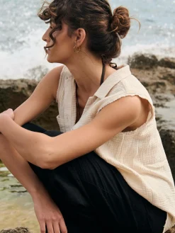 GATE Bluzka bawełniana bez rękawów| Koszulki I Topy·Bluzki