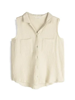 GATE Bluzka bawełniana bez rękawów| Koszulki I Topy·Bluzki