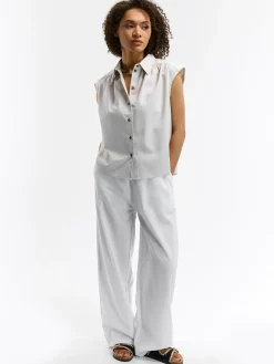 GATE Bluzka bez rękawów z domieszką lnu| Koszulki I Topy·Bluzki