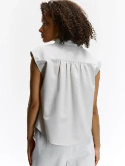 GATE Bluzka bez rękawów z domieszką lnu| Koszulki I Topy·Bluzki