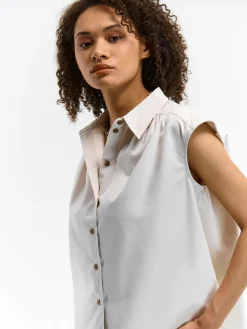 GATE Bluzka bez rękawów z domieszką lnu| Koszulki I Topy·Bluzki