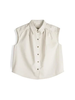 GATE Bluzka bez rękawów z domieszką lnu| Koszulki I Topy·Bluzki