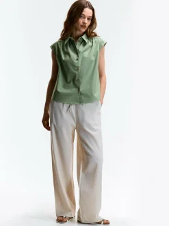 GATE Bluzka bez rękawów z domieszką lnu| Koszulki I Topy·Bluzki