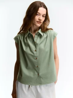 GATE Bluzka bez rękawów z domieszką lnu| Koszulki I Topy·Bluzki