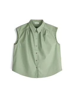 GATE Bluzka bez rękawów z domieszką lnu| Koszulki I Topy·Bluzki