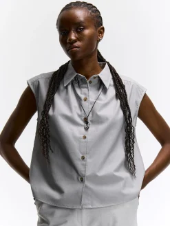 GATE Bluzka bez rękawów z domieszką lnu| Koszulki I Topy·Bluzki