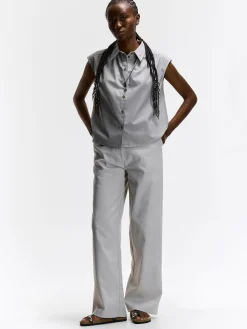 GATE Bluzka bez rękawów z domieszką lnu| Koszulki I Topy·Bluzki