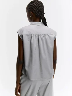 GATE Bluzka bez rękawów z domieszką lnu| Koszulki I Topy·Bluzki