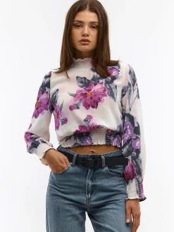 GATE Bluzka w kwiaty ze stójką| Koszulki I Topy·Topy|Koszulki I Topy·Bluzki