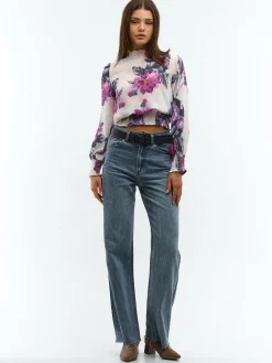 GATE Bluzka w kwiaty ze stójką| Koszulki I Topy·Topy|Koszulki I Topy·Bluzki