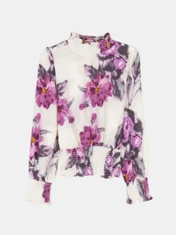 GATE Bluzka w kwiaty ze stójką| Koszulki I Topy·Topy|Koszulki I Topy·Bluzki