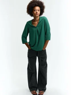 GATE Bluzka z dekoltem w serek| Koszulki I Topy·Bluzki