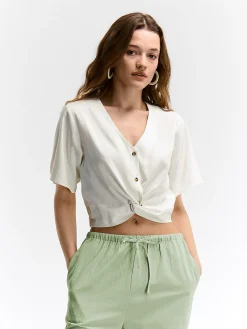 GATE Bluzka z domieszką lnu| Koszulki I Topy·Bluzki