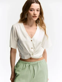 GATE Bluzka z domieszką lnu| Koszulki I Topy·Bluzki