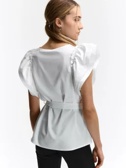 GATE Bluzka z drapowanymi rękawami| Koszulki I Topy·Topy