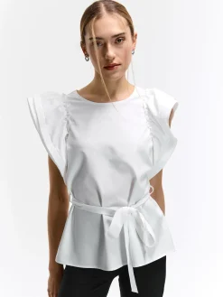 GATE Bluzka z drapowanymi rękawami| Koszulki I Topy·Topy