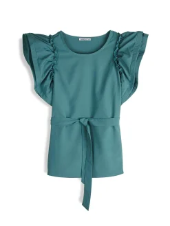 GATE Bluzka z drapowanymi rękawami| Koszulki I Topy·Topy