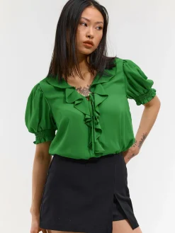 GATE Bluzka z falbanką| Koszulki I Topy·Bluzki