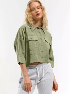 GATE Bluzka z kieszeniami| Koszulki I Topy·Bluzki