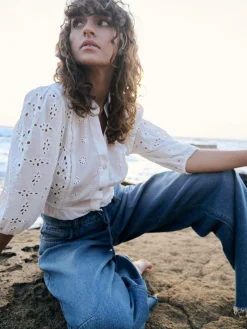 GATE Bluzka z koronkowymi detalami| Koszulki I Topy·Bluzki