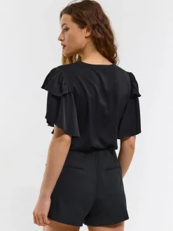 GATE Bluzka z krótkim, marszczonym rękawkiem| Koszulki I Topy·Topy|Koszulki I Topy·Bluzki