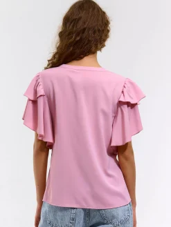 GATE Bluzka z krótkim, marszczonym rękawkiem| Koszulki I Topy·Topy|Koszulki I Topy·Bluzki