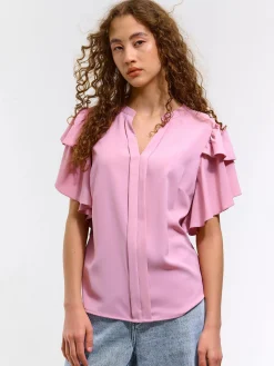 GATE Bluzka z krótkim, marszczonym rękawkiem| Koszulki I Topy·Topy|Koszulki I Topy·Bluzki