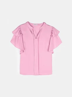 GATE Bluzka z krótkim, marszczonym rękawkiem| Koszulki I Topy·Topy|Koszulki I Topy·Bluzki