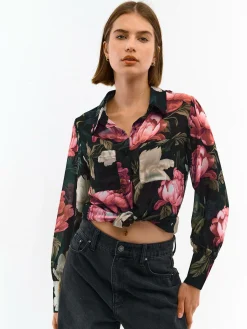 GATE Bluzka z kwiatowym wzorem| Koszulki I Topy·Bluzki