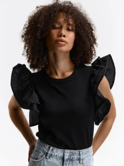 GATE Bluzka z marszczonymi rękawami| Koszulki I Topy·Topy|Swetry I Bluzy·Swetry