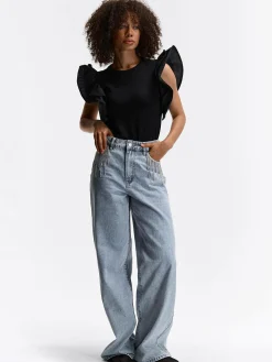 GATE Bluzka z marszczonymi rękawami| Koszulki I Topy·Topy|Swetry I Bluzy·Swetry