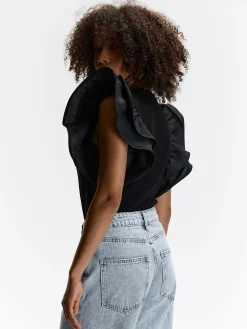 GATE Bluzka z marszczonymi rękawami| Koszulki I Topy·Topy|Swetry I Bluzy·Swetry