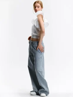 GATE Bluzka z marszczonymi rękawami| Koszulki I Topy·Topy|Swetry I Bluzy·Swetry