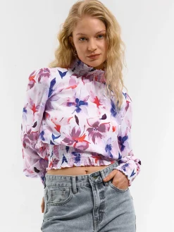 GATE Bluzka z nadrukiem kwiatowym| Koszulki I Topy·Topy|Koszulki I Topy·Bluzki