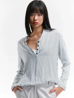 GATE Bluzka z wiskozy w prążki| Koszulki I Topy·Bluzki