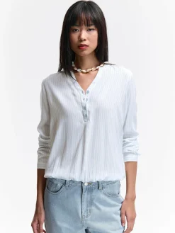 GATE Bluzka z wiskozy w prążki| Koszulki I Topy·Bluzki