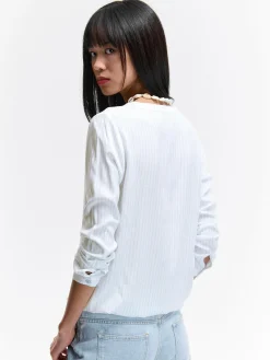 GATE Bluzka z wiskozy w prążki| Koszulki I Topy·Bluzki