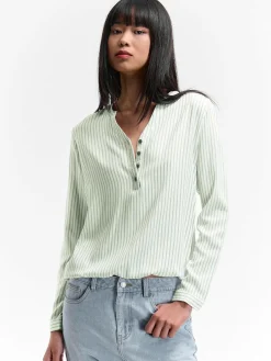 GATE Bluzka z wiskozy w prążki| Koszulki I Topy·Bluzki