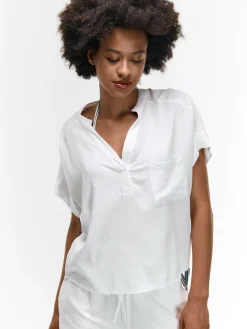 GATE Bluzka z wiskozy z dekoltem w serek| Koszulki I Topy·Bluzki