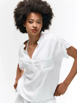 GATE Bluzka z wiskozy z dekoltem w serek| Koszulki I Topy·Bluzki