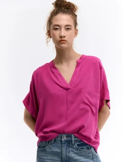 GATE Bluzka z wiskozy z dekoltem w serek| Koszulki I Topy·Bluzki