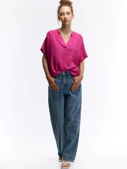 GATE Bluzka z wiskozy z dekoltem w serek| Koszulki I Topy·Bluzki