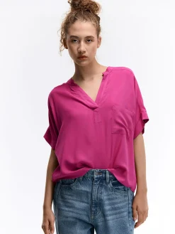 GATE Bluzka z wiskozy z dekoltem w serek| Koszulki I Topy·Bluzki