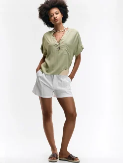 GATE Bluzka z wiskozy z dekoltem w serek| Koszulki I Topy·Bluzki